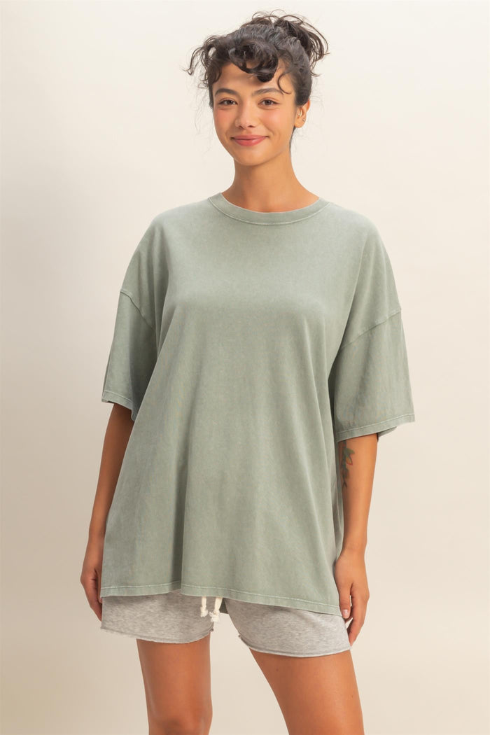 Sage Oversized Mineral Wash Maternity T-Shirt