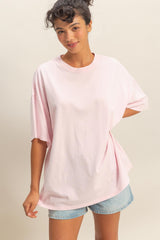 Soft Pink Oversized Mineral Wash T-Shirt