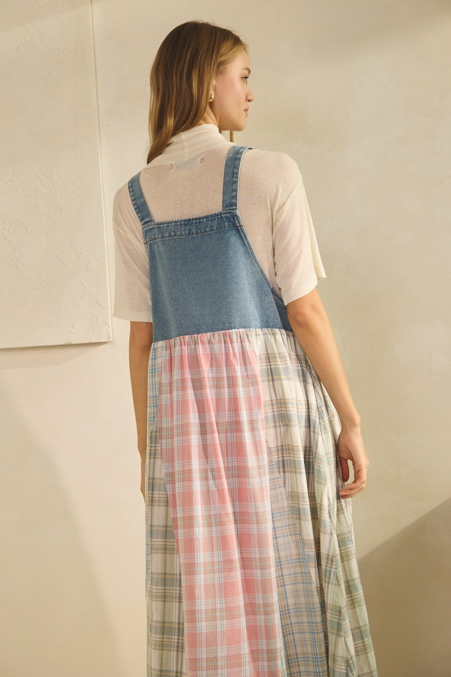 Multicolor Plaid Overall Maxi Dress