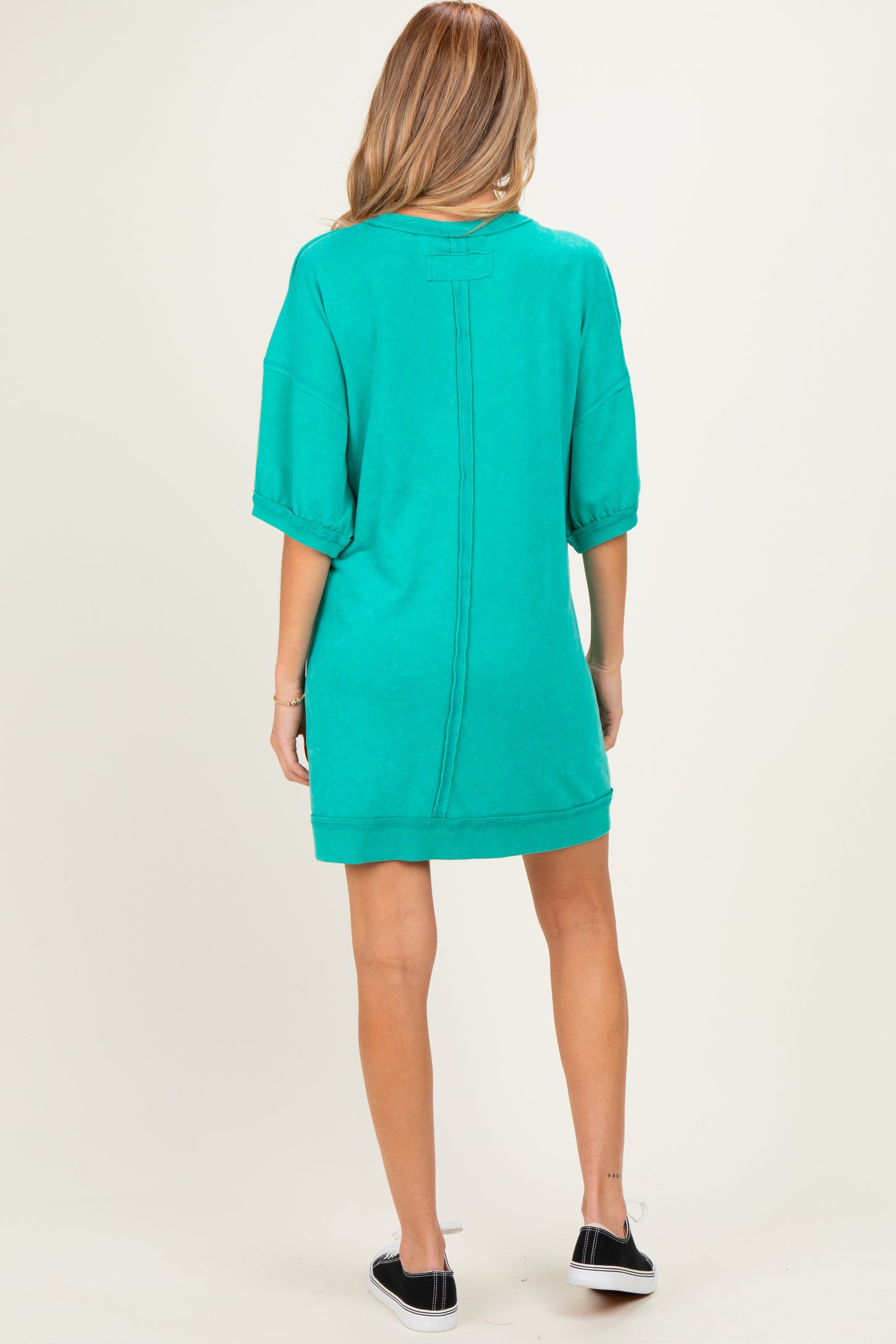 Seafoam Mineral Wash French Terry Knit Maternity T-Shirt Dress