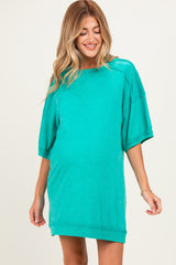 Seafoam Mineral Wash French Terry Knit Maternity T-Shirt Dress