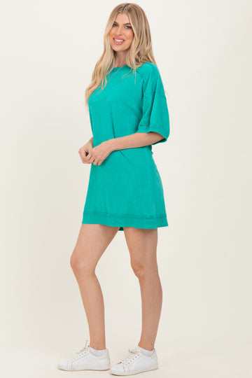 Seafoam Mineral Wash French Terry Knit T-Shirt Dress