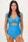 Light Blue Cutout Flutter One Piece Swimsuit