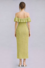 Citron Off Shoulder Lace Knit Midi Dress