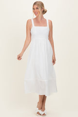 Ivory Linen Blend Sleeveless Maternity Midi Dress