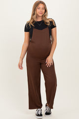 Brown Wide Leg Maternity Jumpsuit