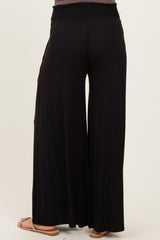 Black Smocked Waist Wide Leg Maternity Pants