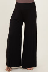 Black Smocked Waist Wide Leg Maternity Pants