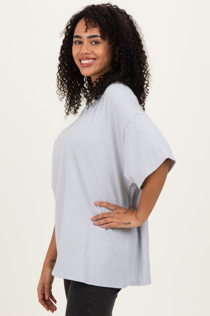 Heather Grey Cotton Oversized Tee