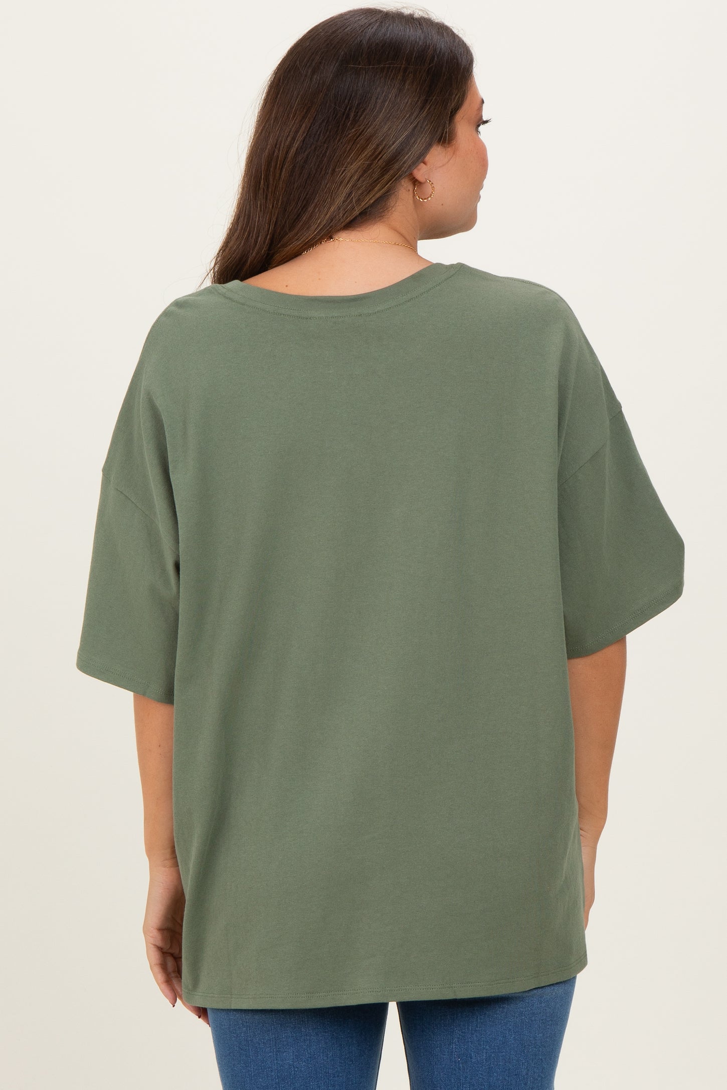 Light Olive Cotton Oversized Maternity Tee