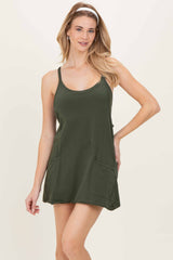 Dark Olive Racerback Romper Dress