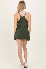 Dark Olive Racerback Romper Dress
