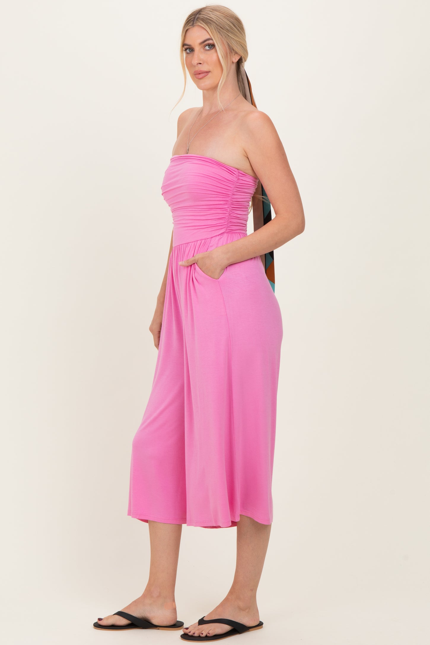 Pink Double Layered Strapless Tube Top Jumpsuit