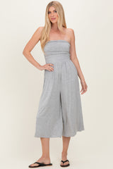 Heather Grey Double Layered Strapless Tube Top Maternity Jumpsuit