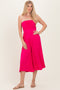 Hot Pink Double Layered Strapless Tube Top Jumpsuit