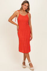 Red Orange Tied Shoulder Strap Midi Dress