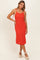 Red Orange Tied Shoulder Strap Midi Dress