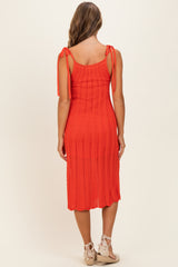 Red Orange Tied Shoulder Strap Midi Dress