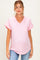 Light Pink V-Neck Pocket Short Sleeve Maternity Shirt