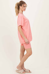 Coral Peach Biker Shorts Set