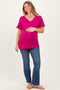 Magenta Oversized V-Neck Short Sleeve Maternity Tee