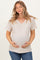 Sand Beige Oversized V-Neck Short Sleeve Maternity Tee