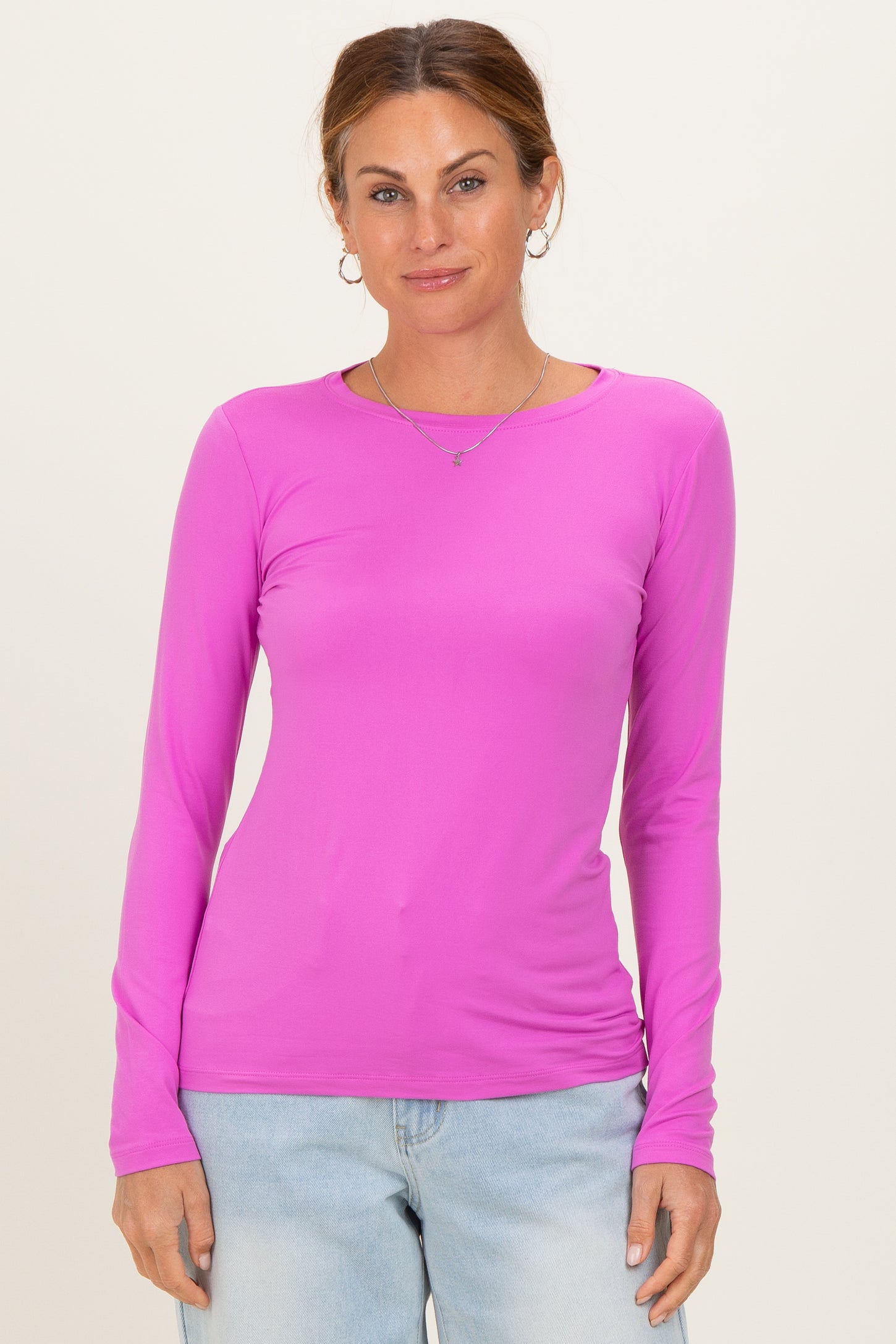 Bright Mauve Basic Long Sleeve Maternity Top