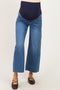 Blue Raw Hem Cropped Wide Leg Maternity Jeans