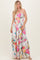 Multi Butter Satin Marble Print Smocked Tube Wide Leg Jumpsuit