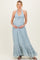 Light Blue Halter Neck Smocked Maternity Maxi Dress