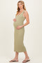 Sage Sleek Floral Jacquard Bodycon Maternity Midi Dress