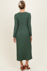 Olive Ribbed Knit Maxi Dress