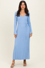 Periwinkle Ribbed Maternity Knit Maxi Dress
