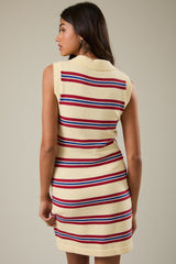 Butter Striped Knit Sleeveless Polo Dress