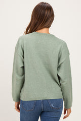 Sage Classic Crew Neck Maternity Button Cardigan