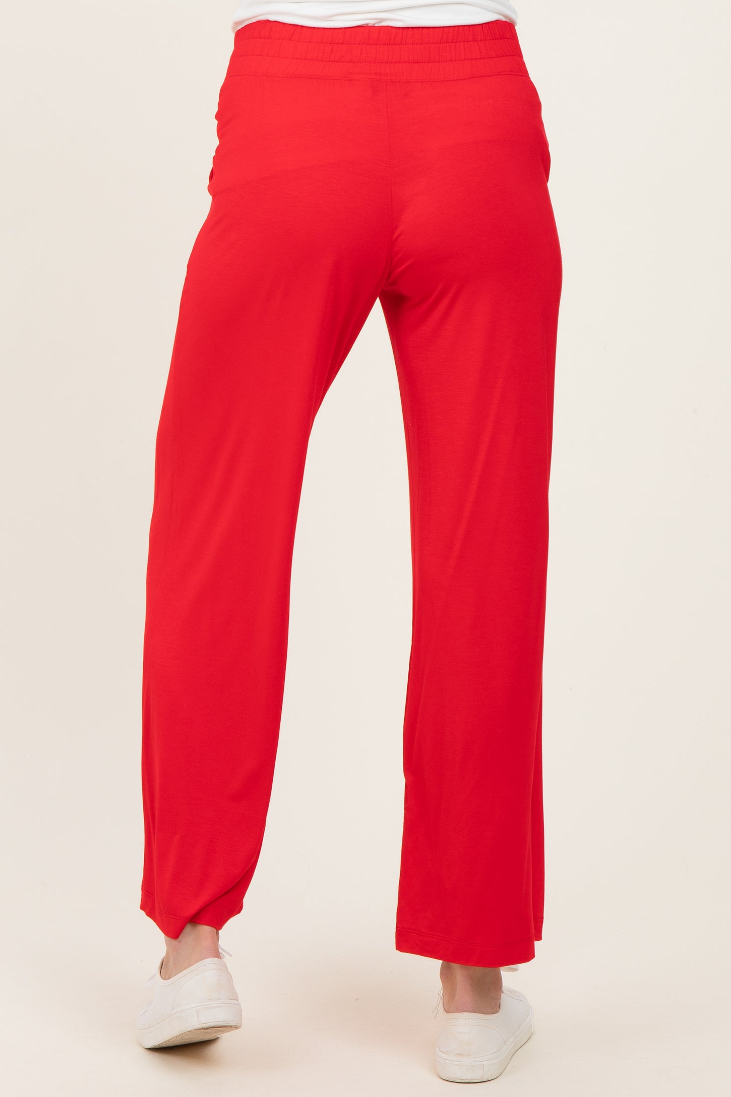 Red Ankle Wide Leg Maternity Pants