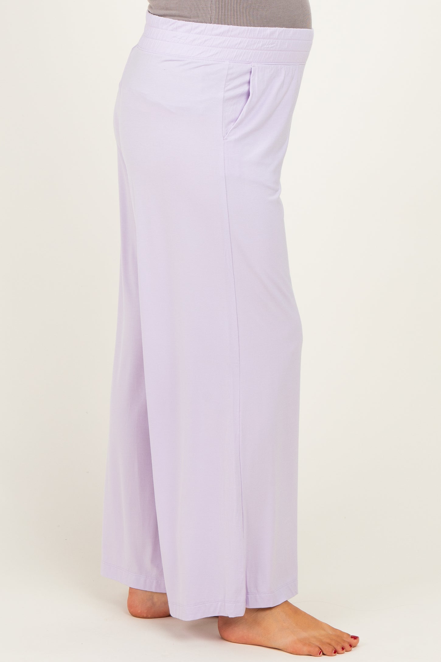 Petal Lilac Ankle Wide Leg Maternity Pants