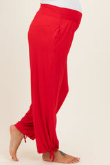 Red Crossover Waist Maternity Pants