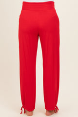 Red Crossover Waist Maternity Pants