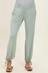 Moss Green Crossover Waist Maternity Pants