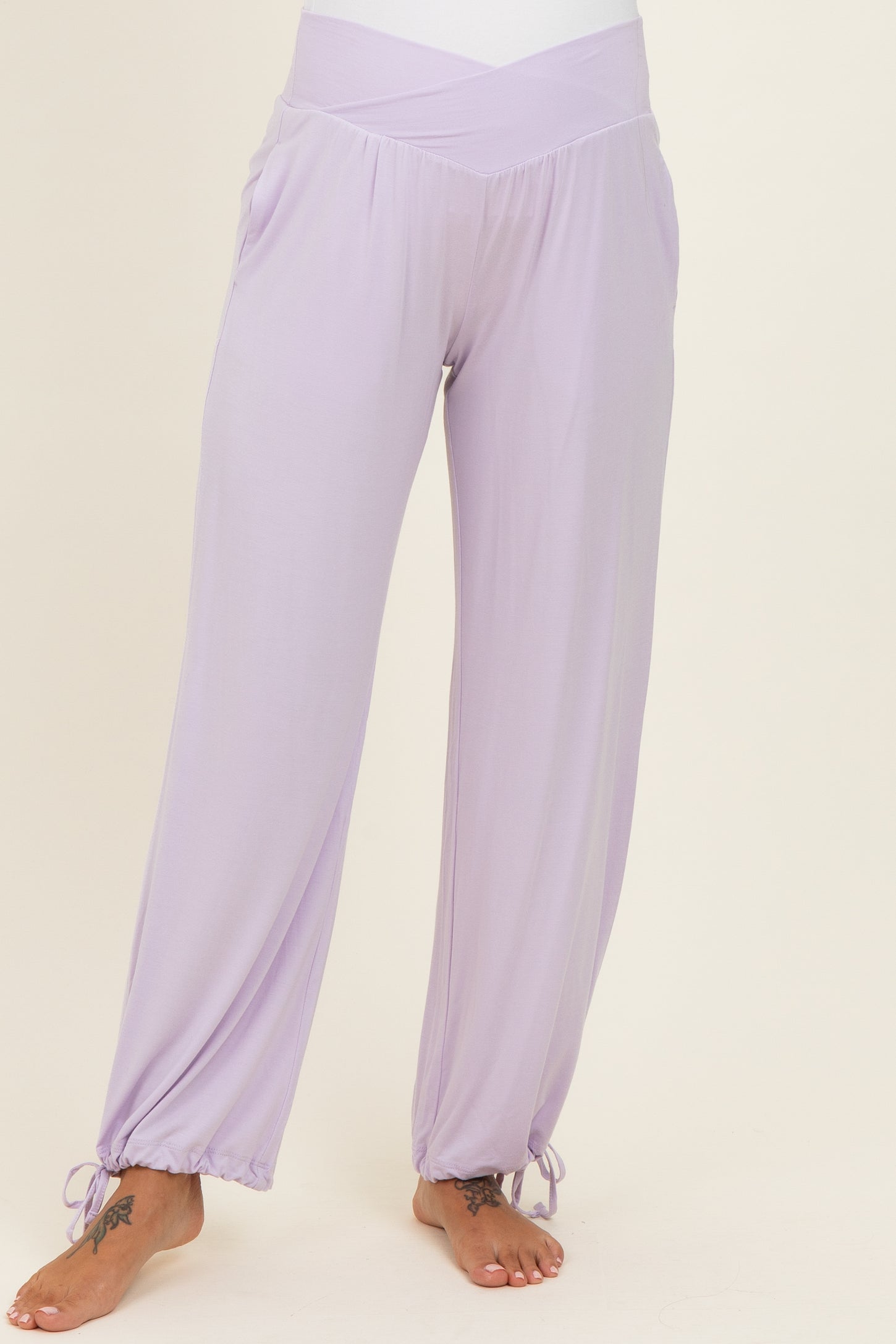 Lilac Crossover Waist Maternity Pants