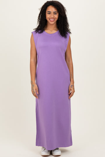 Lavender Sleeveless Side Slit Midi Dress