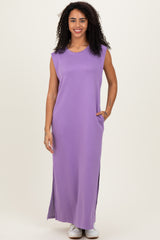 Lavender Sleeveless Side Slit Midi Dress