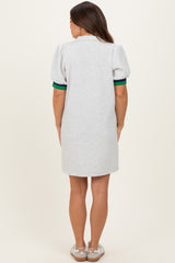 Heather Grey Color Block Zip Front Maternity Shift Dress