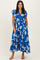Royal Blue Floral Crochet Lace Accent Midi Dress