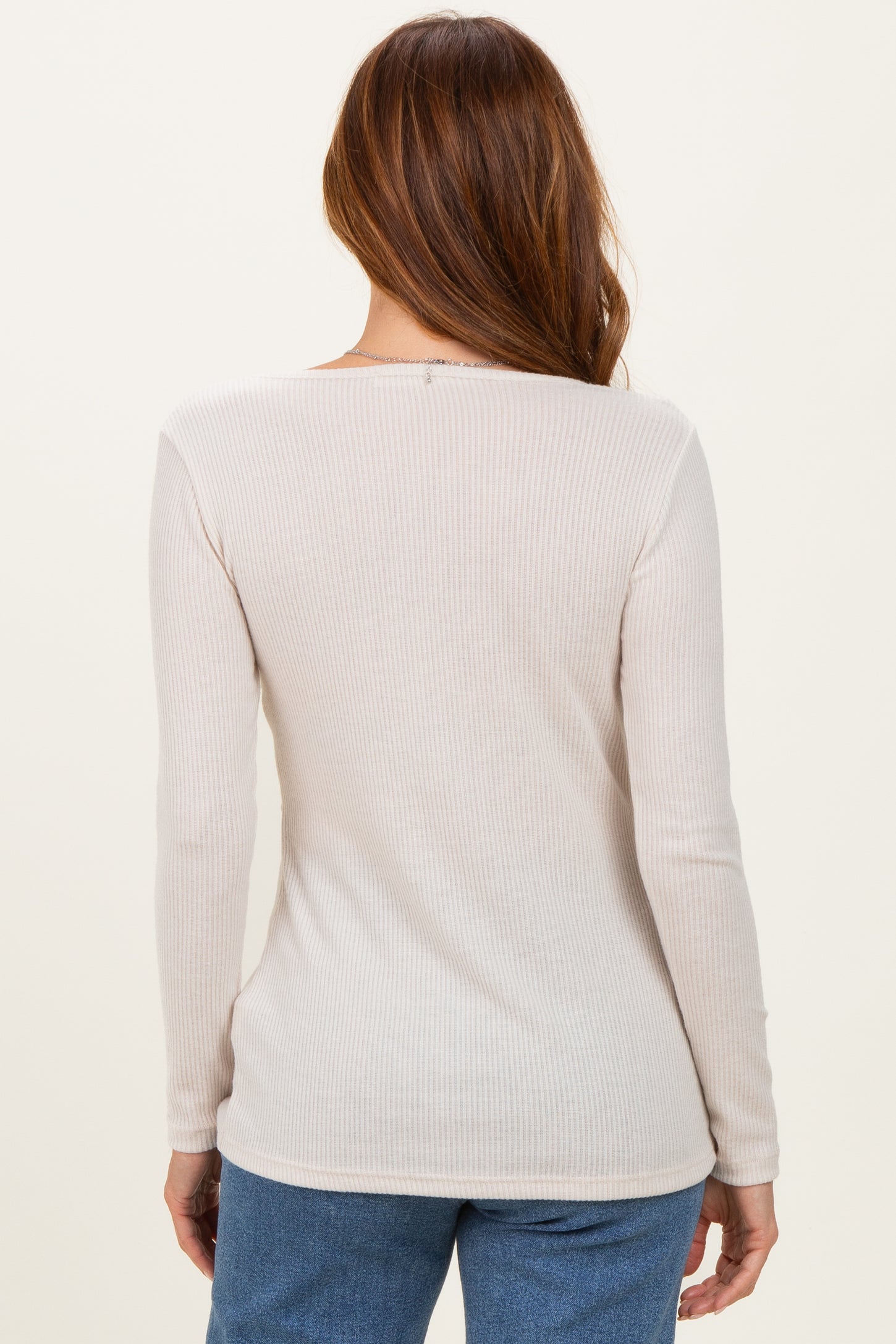 Cream Ribbed Crossover Nursing Top