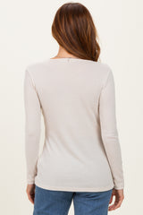 Cream Ribbed Crossover Nursing Top