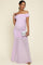 Lavender Ruched Mesh Off Shoulder Maternity Maxi Dress