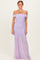 Lavender Ruched Mesh Off Shoulder Maxi Dress