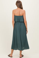 Ash Jade Woven Crinkle Flounce Strapless Maternity Maxi Dress